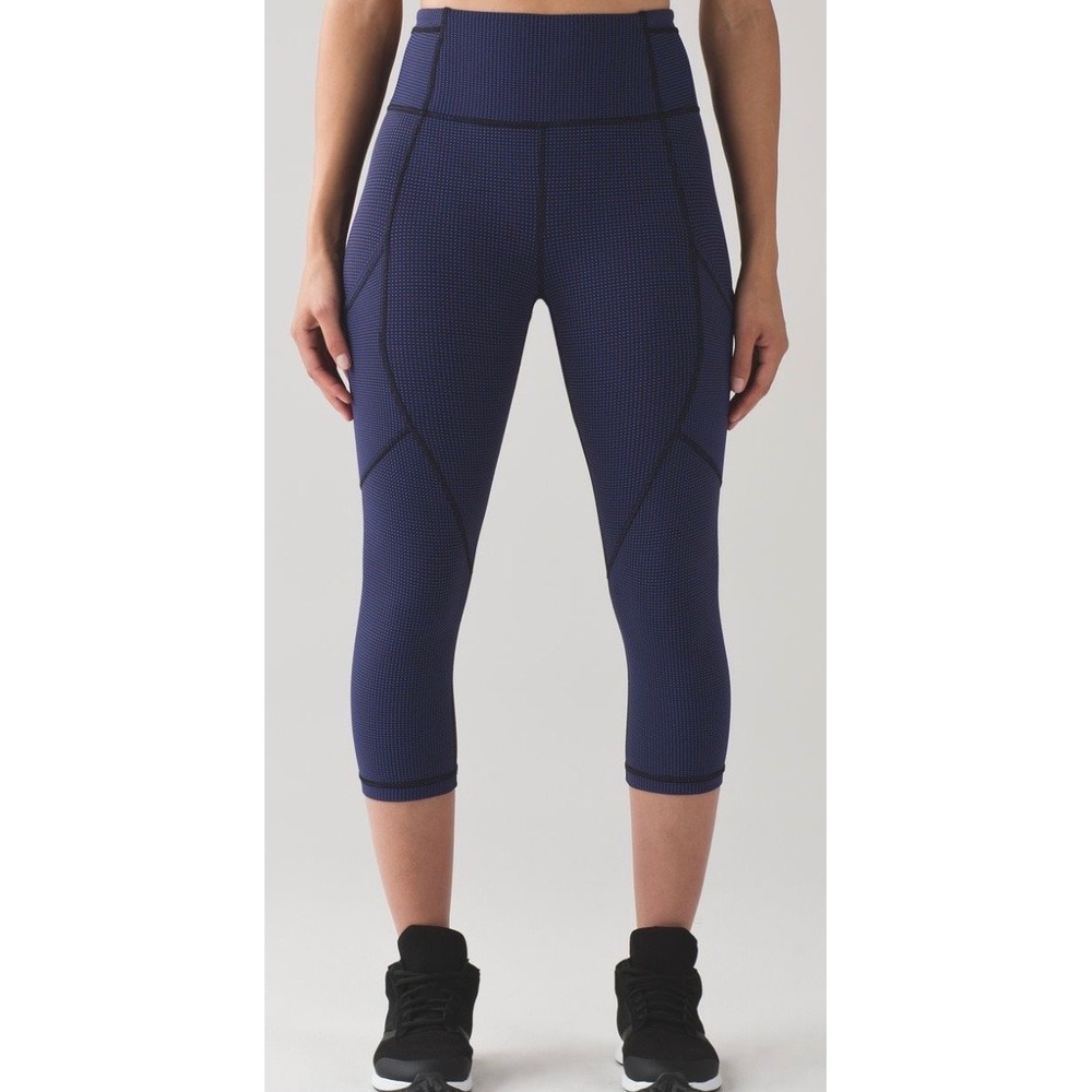 Lululemon All The Right Places Crop II Navy Blue Micro Dot Leggings Size 6